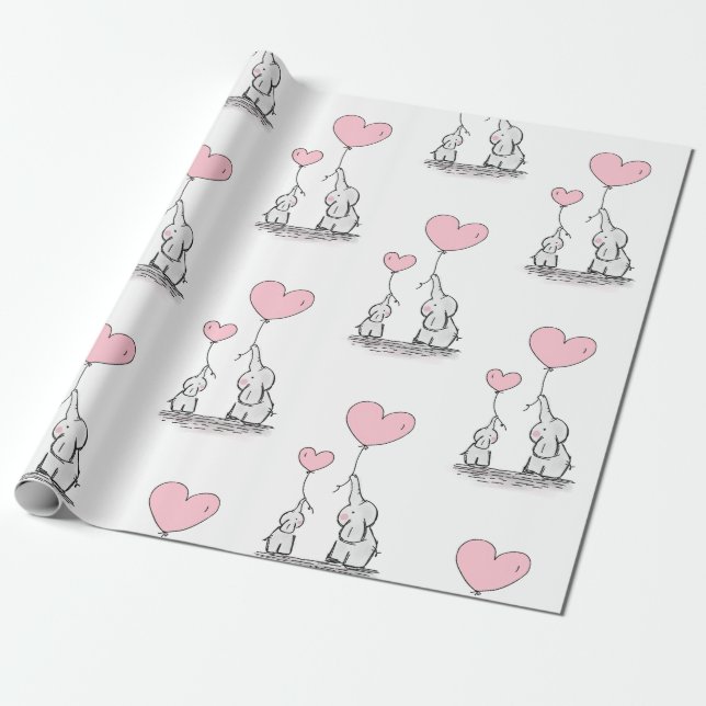 Papel De Presente Melhor Mãe De Amor De Elefante  (Desenrolado)