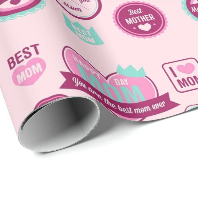 Papel De Presente Melhor Padrão Mãe Nunca (Ponta do rolo)