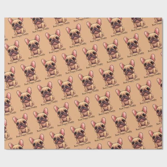 Papel De Presente Melhor Papai Cachorrinho Frenchie Bulldog Francês  (Aberto)