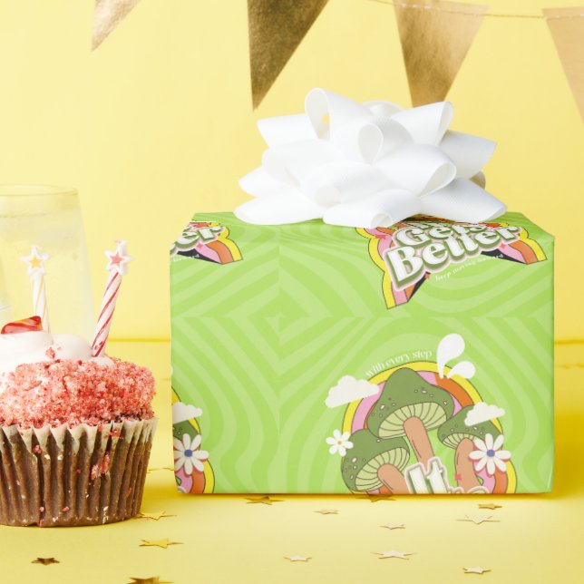 Papel De Presente Melhora | Boas Vibes e Groovy se sentem personaliz (Festa de aniversário)