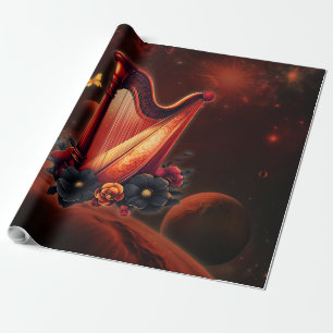 Papel De Presente Melodia cósmica, a magia da harpa.