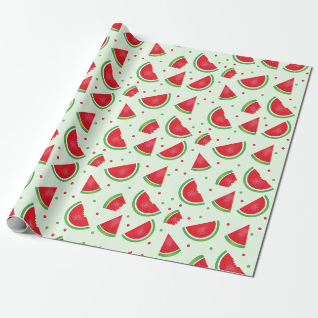 Papel De Presente Melon Watermelon Fruta Padrão Verão Verde (Desenrolado)