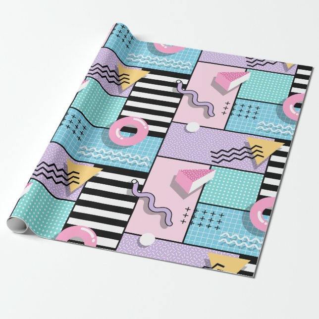 Papel De Presente Memphis Party (Desenrolado)