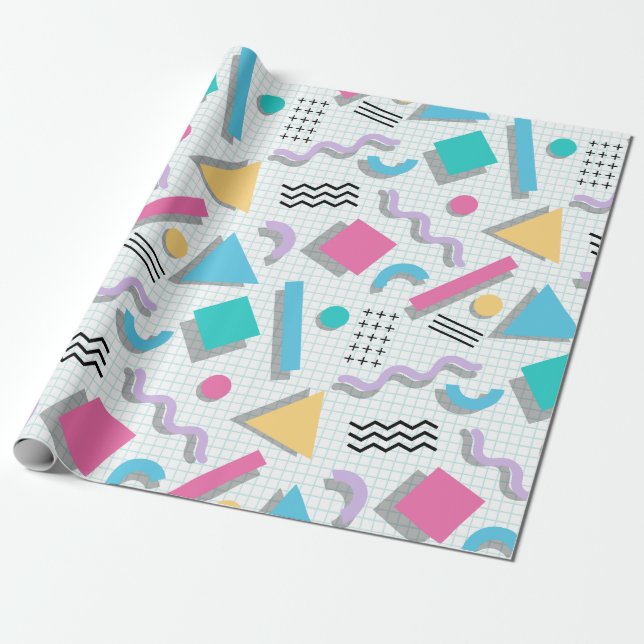 Papel De Presente Memphis Shapes (Desenrolado)