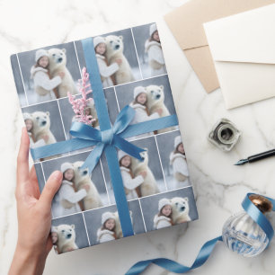 Papel De Presente Menina abraçando um urso polar