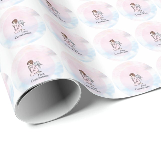 Papel De Presente Menina, Anjo da Primeira Comunhão (Ponta do rolo)