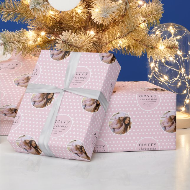 Papel De Presente Menina Bonita Moderna Rosa de Natal (Feriados)