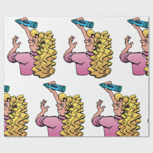 Papel De Presente Menina Brincalhona com Lápis de Cor