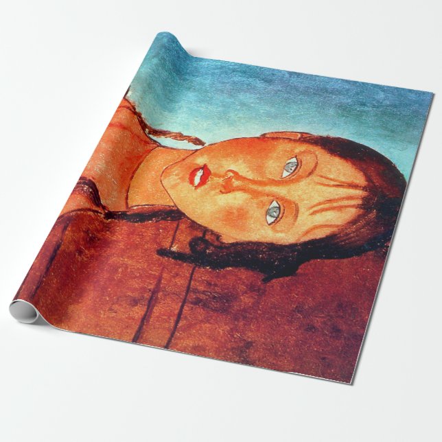 Papel De Presente Menina com Tranças, Modigliani (Desenrolado)