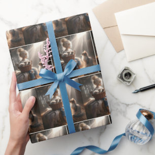 Papel De Presente Menina Com Uma Cesta De Gatinhos