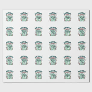 Papel De Presente Menina de Aniversário 10 Tartaruga Marinha Desenho