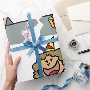 Papel De Presente Menina De Aniversário Com Um Presente