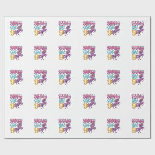 Papel De Presente Menina de Aniversário Unicórnio Design de Gravura