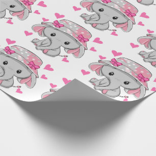 Papel De Presente Menina de Elefante 