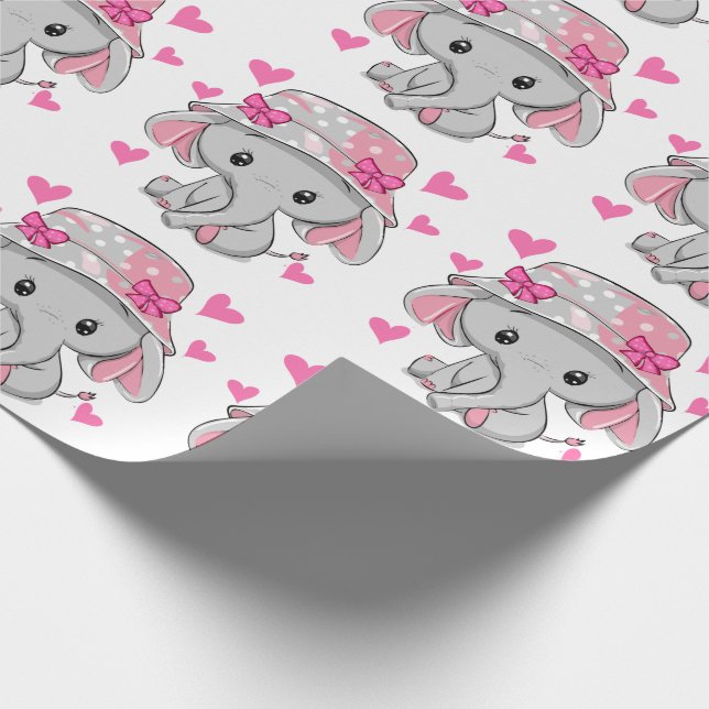 Papel De Presente Menina de Elefante Bonita (Ponta)