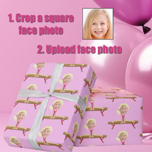 Papel De Presente Menina de Ginástica Fofa Foto Personalizada de Cri