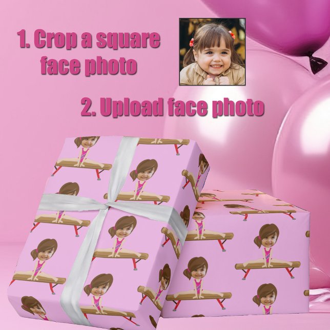 Papel De Presente Menina de Ginástica Fofa Foto Personalizada do Ros (Criador carregado)
