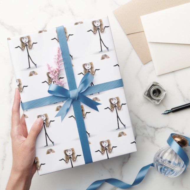 Papel De Presente Menina de óculos de desenho simples com tênis (Presentear)