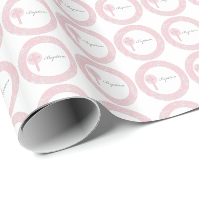 Papel De Presente Menina de Renda Rosa Batismo (Ponta do rolo)