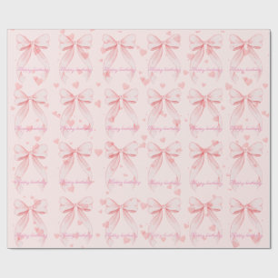 Papel De Presente Menina do Laço Rosa Primeiro Aniversário 