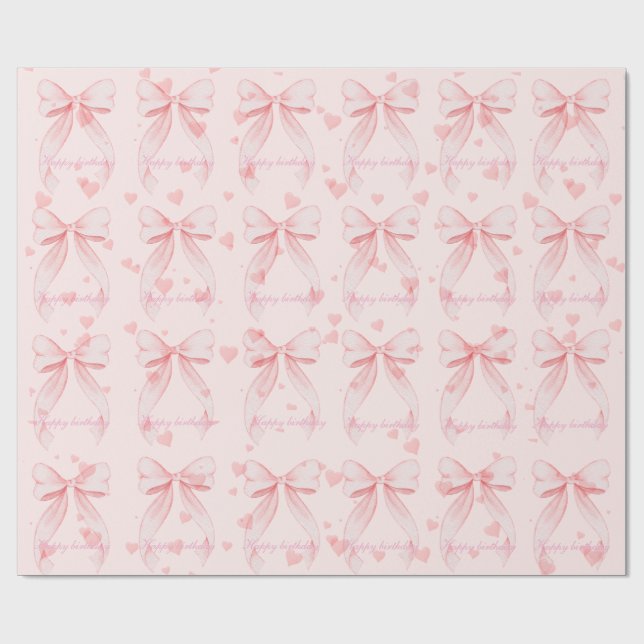 Papel De Presente Menina do Laço Rosa Primeiro Aniversário  (Aberto)