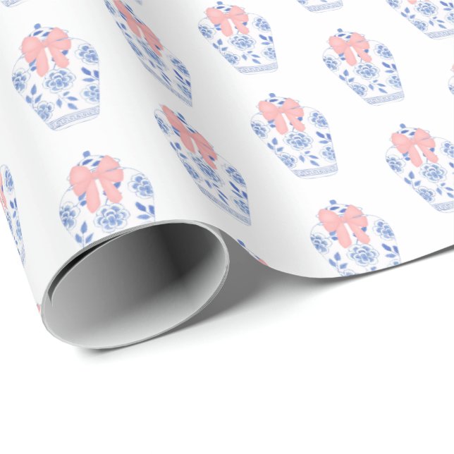 Papel De Presente Menina Elegante Chá Fita Rosa Fita Ginger Jar (Ponta do rolo)