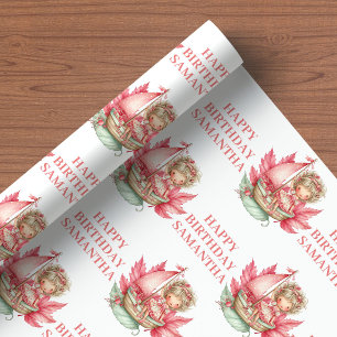 Papel De Presente Menina Fada Fofa 2º Aniversário Envoltório Rosa Co