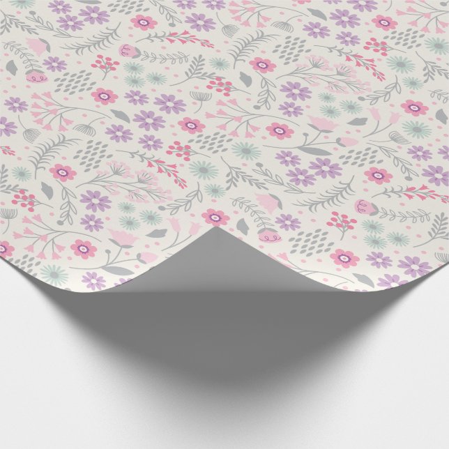 Papel De Presente Menina Floral (Ponta)