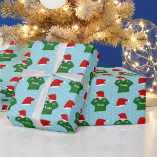Papel De Presente Menina Fofa com Capuz Verde Chapéu de Papai Noel N