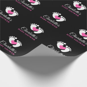Papel De Presente MENINA personalizada do coração dos pés do rosa