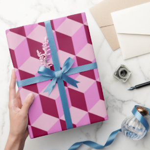 Papel De Presente Menina Rosa Tumbindo Blocos Sem Fio Padrão