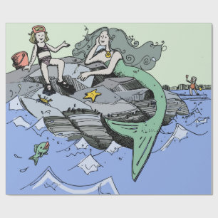 Papel De Presente Menina Sereia Verão Praia Amizade Caprichosa