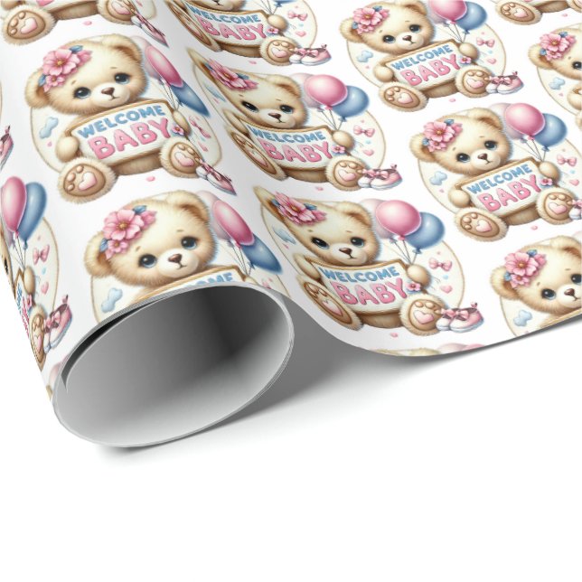 Papel De Presente Meninas bonitas são bem-vindas, bebê (Ponta do rolo)