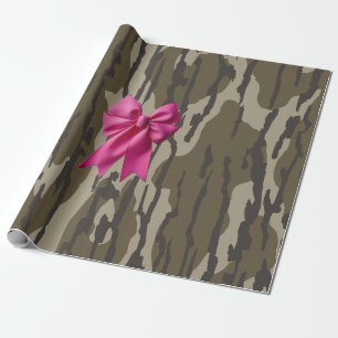Papel De Presente Meninas Camo Laço Rosa Camuflagem Fundo Camo