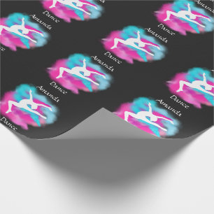 Papel De Presente Meninas Dançam Salto Bomba Cor Rosa Azul com Nome