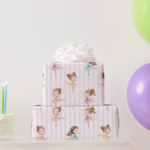 Papel De Presente Meninas Rosa Laço Tutu Bailarina Aniversário