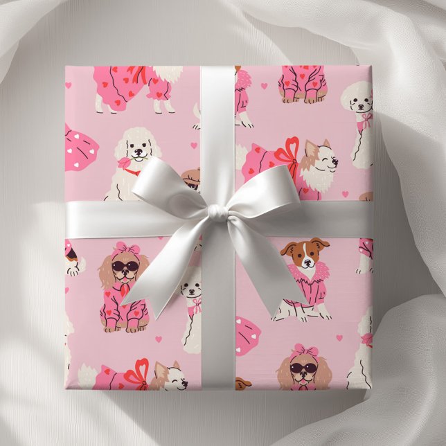 Papel De Presente Meninas Rosa Puppinho Pawty Aniversário (Criador carregado)