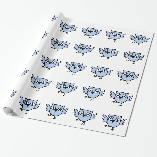 Papel De Presente Menino azul da coruja do bebê da dança (Desenrolado)