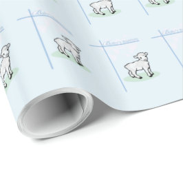 Papel De Presente Menino Azul do Batismo Cordeiro, Personalizável