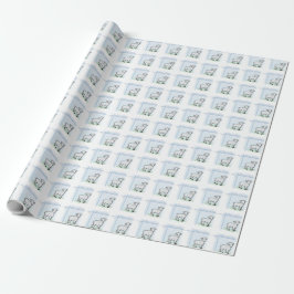 Papel De Presente Menino Azul do Batismo Cordeiro, Personalizável