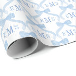 Papel De Presente Menino Bebê Arcos Azuis Monograma Elegante<br><div class="desc">Este encantador design de papel de presente apresenta um arco de aquarela azul pintado à mão com monograma de 3 letras para você personalizar com as iniciais do afortunado destinatário.</div>