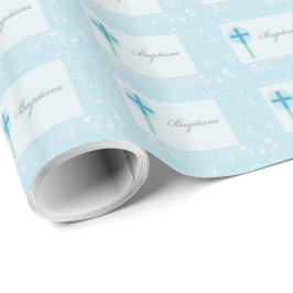 Papel De Presente Menino de Renda Azul Batismo