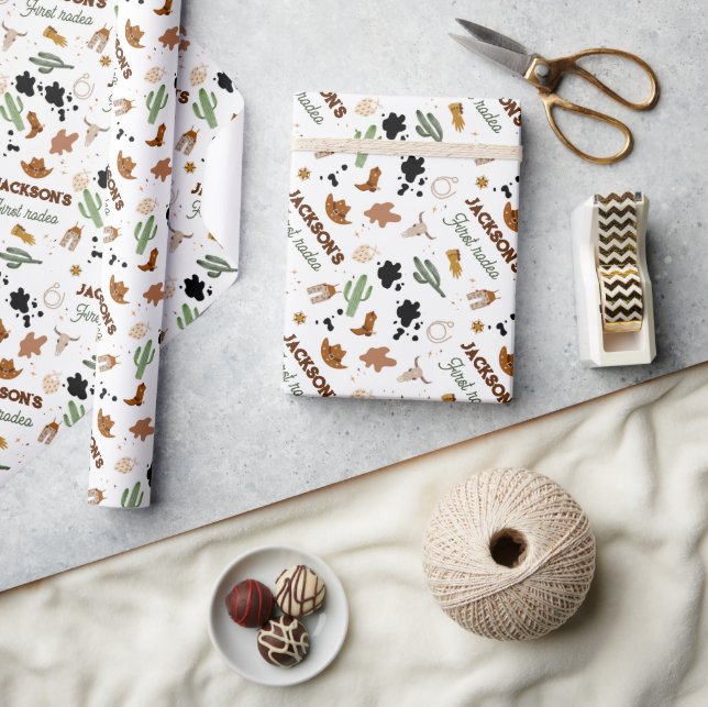 Papel De Presente Menino Meu Primeiro primeiro aniversario De Vaquei (Artesanato)