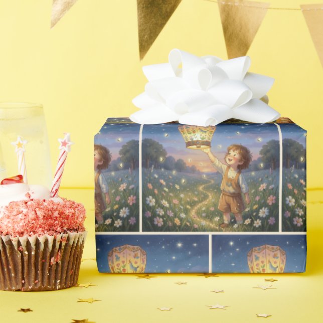 Papel De Presente Menino soltando um Lanternim Chinês (Festa de aniversário)
