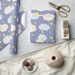 Papel De Presente Meninos Listrados do Céu 