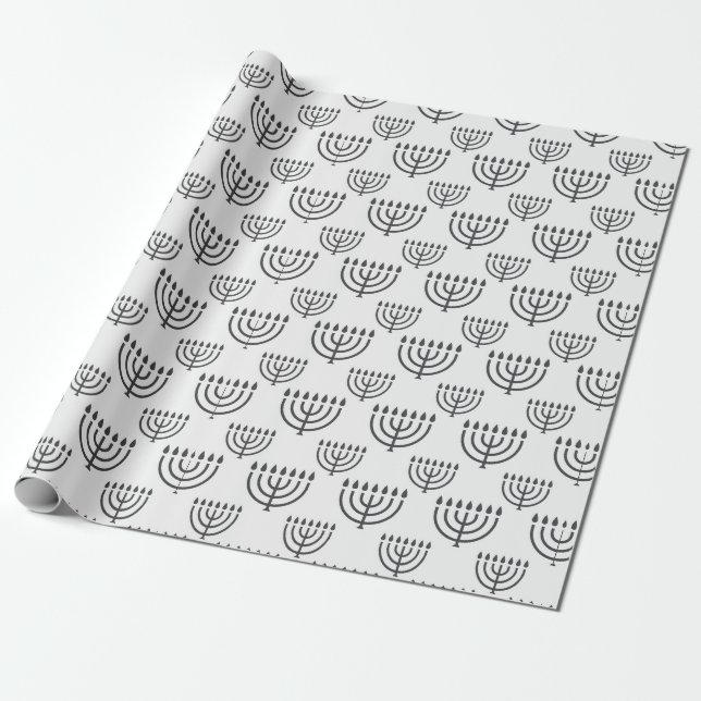Papel De Presente Menorá de Hanukkah (Desenrolado)
