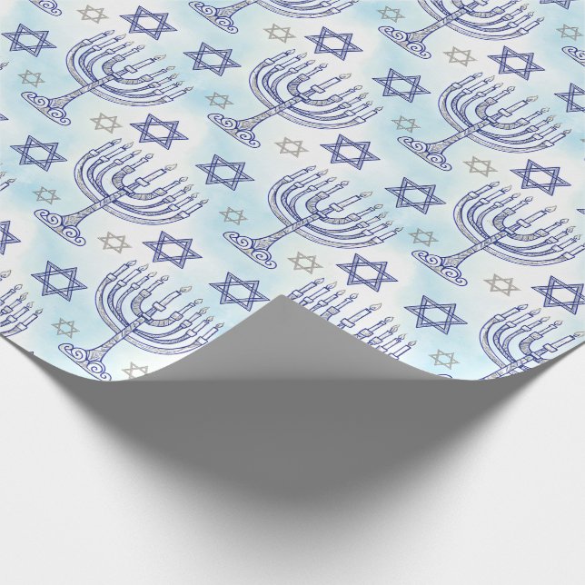 Papel De Presente Menorá de Hanukkah Estrela de Davi Estilo de Arte  (Ponta)