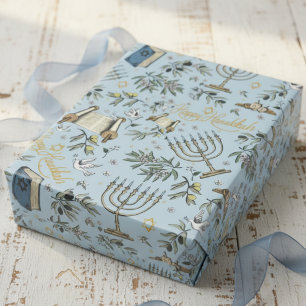 Papel De Presente Menorá Judaica Feliz Hanukkah e Ramos de Oliveira