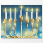 Papel De Presente Menorah Candlesticks<br><div class="desc">Decorada para os Feriados Judeus,  a menorah também simboliza a criação em sete dias,  com o centro-luz representando o Sabá.</div>