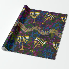 Papel De Presente Menorah e Star of David Wrapping Paper